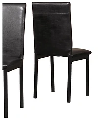 Streamdale Furniture Faux Leather Seat Metal Frame Dining Chairs, Set of 4, Black