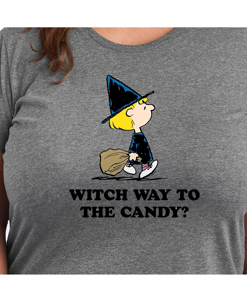Hybrid Apparel Trendy Peanuts Witch Way Plus Size Graphic T-shirt