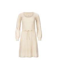 Hope & Henry Women's Long Balloon Sleeve Scoop Neck Sweater Dress