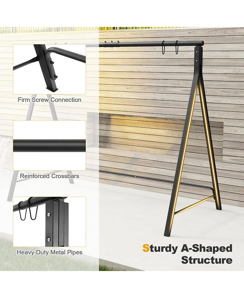 Slickblue Patio Metal Swing Stand with A-Shaped Structure-Black