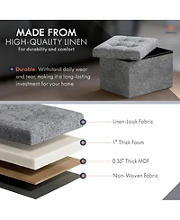 Collapsible Small Rectangle Footrest Storage Ottoman - 12 x 16 x 12