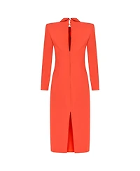Nocturne Women's Tie Neck Midi Dress with Shoulder Pad