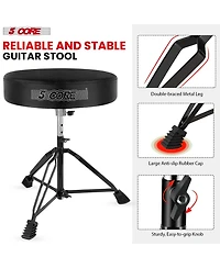 5 Core Drum Throne 3" Thick Padded Comfortable Guitar Stool Drummer Chair Adjustable Musician Seat