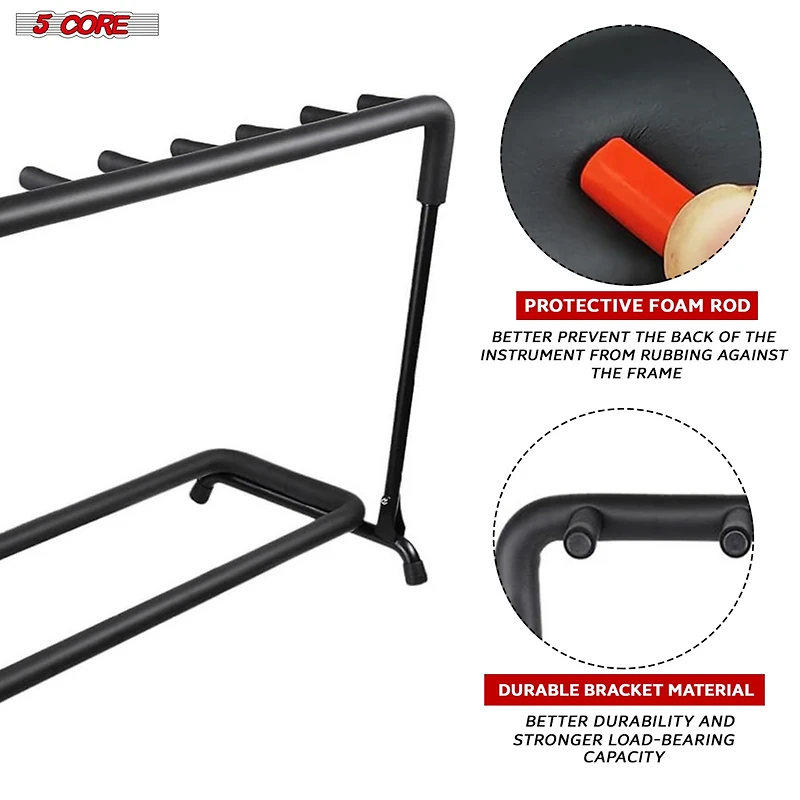5 Core Guitar Rack 7 Slot Multi Guitars Stands Floor Safe Storage for Electric Acoustic Flying V Guitars