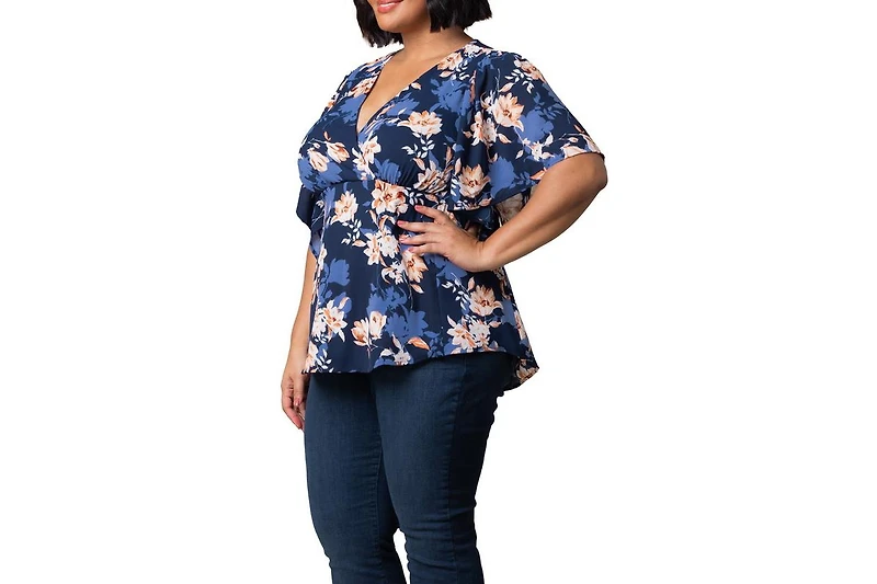 Kiyonna Plus Seaside Serenade Peplum Top