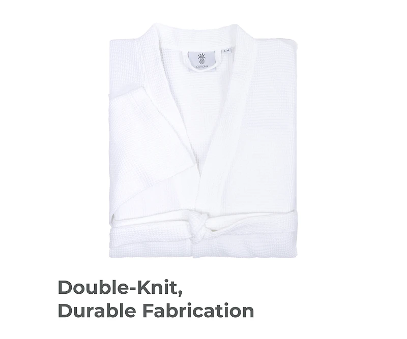 Cariloha Waffle Knit Bath Robe | White | Unisex, Small/Medium | Viscose Material | Soft, Comfortable, & Wicks Moisture