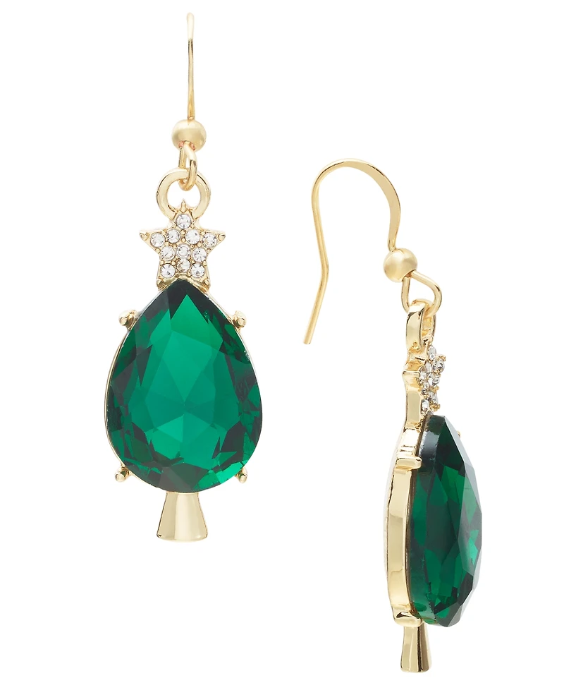 Holiday Lane Gold-Tone Crystal Teardrop Earrings, Created for Macy's