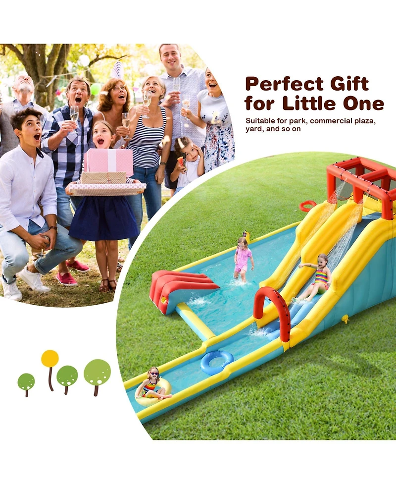 Inolait 7-in-1 Inflatable Dual Slide Water Park Bounce House With 680W Blower