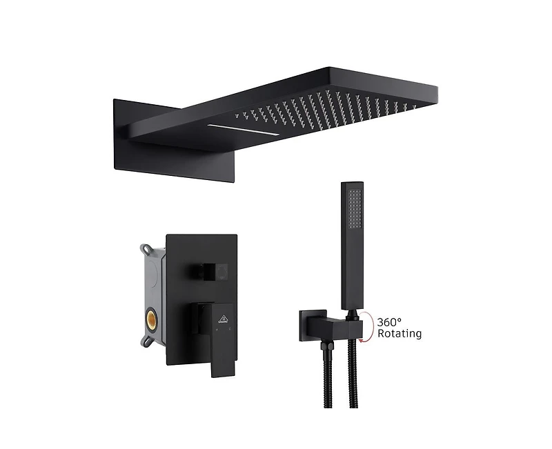 Casainc 22 Inch Luxury Waterfall Shower System Valve Kit with Handheld Spray