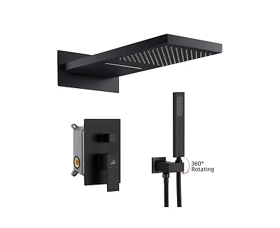 Casainc 22 Inch Luxury Waterfall Shower System Valve Kit with Handheld Spray