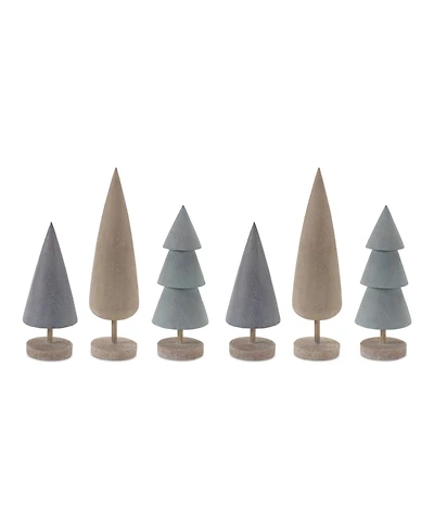 Slickblue Modern Tabletop Pine Trees: Set of 6 Contemporary Decor Accents