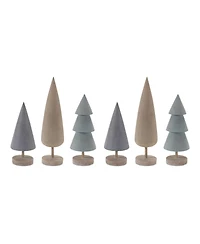 Slickblue Modern Tabletop Pine Trees: Set of 6 Contemporary Decor Accents