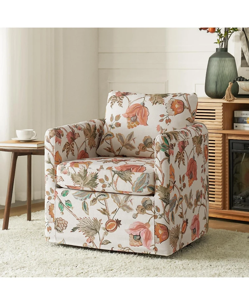 Modern Fabian Slipcovered Swivel Chair with Removable Slipcover