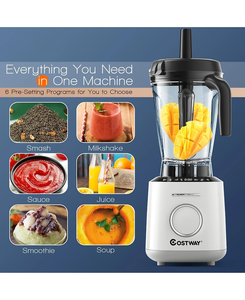 Sugift 1500W Countertop Smoothies Juicer and Blender with 10 Speed and 6 Pre-Setting Programs