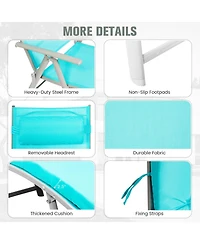 Inolait Adjustable Outdoor Lightweight Folding Chaise Lounge Chair with Pillow-Blue