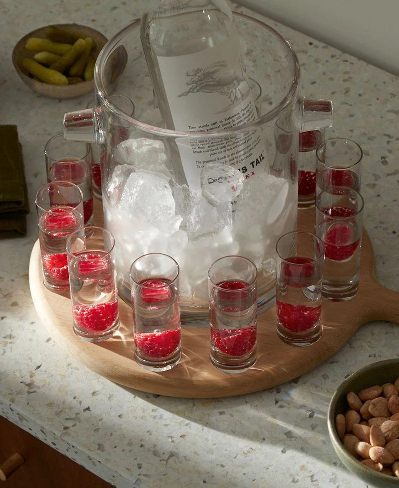 Lsa International Paddle Shot Serving Set Oak Paddle Clear, 3.5oz
