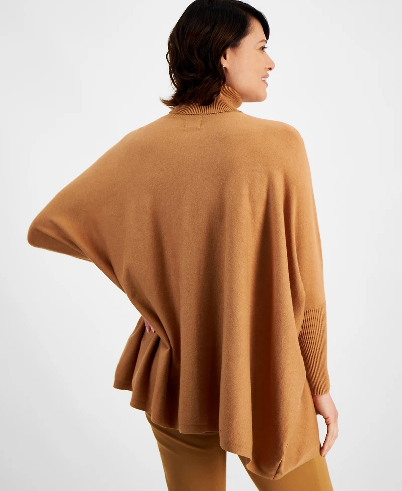 Jm Collection Women's Poncho Turtleneck Sweater, Regular & Petite, Created for Macy's
