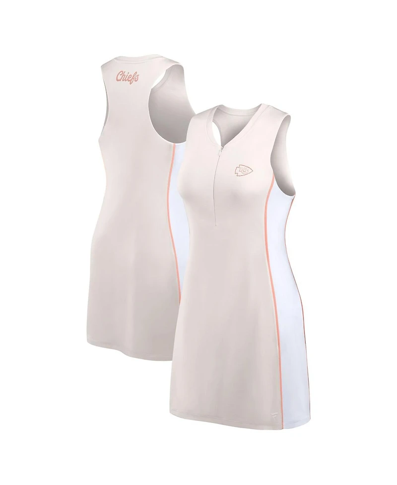 Fanatics Women's Cream Kansas City Chiefs Studio Boost Athletic Half-Zip Dress