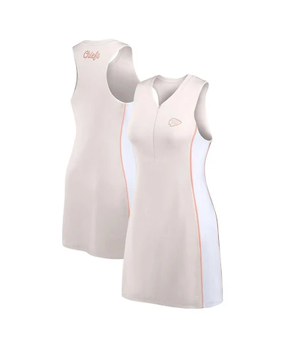 Fanatics Women's Cream Kansas City Chiefs Studio Boost Athletic Half-Zip Dress