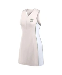 Fanatics Women's Cream Green Bay Packers Studio Boost Athletic Half-Zip Dress