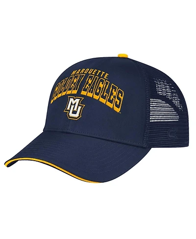 Colosseum Men's Navy Marquette Golden Eagles Wyatt Primary Team Trucker Adjustable Hat