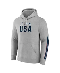Fanatics Men's Heather Gray Team Usa Rayures Pullover Hoodie