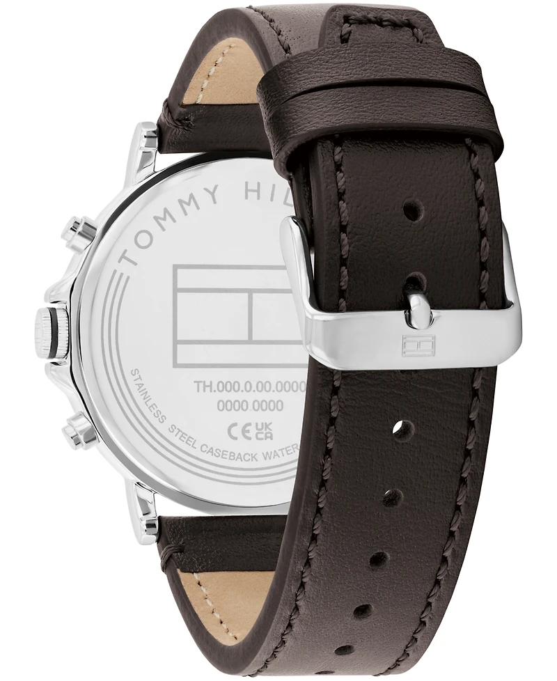 Tommy Hilfiger Men's Dark Brown Leather Watch 44mm