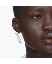 Swarovski Round Cut, White, Rhodium Plated Dextera Hoop Earrings