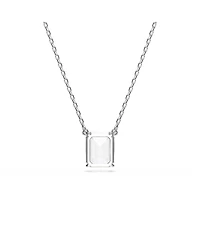Swarovski Stilla Pendant, Octagon Cut, White, Rhodium Plated Necklace