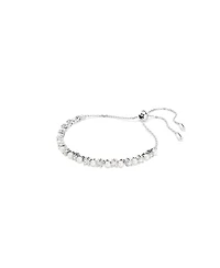 Swarovski Crystal Pearl, Round Cut, White, Rhodium Plated Matrix Bracelet