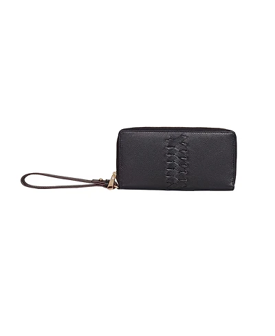 Lodis Leather Details Zip Wristlet Bag