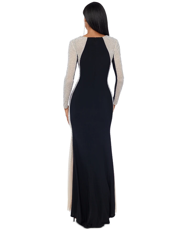 Xscape Embellished Colorblocked Gown