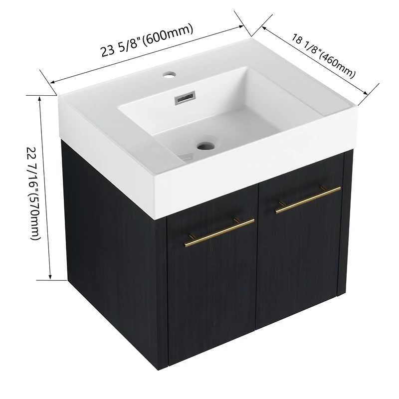Modern Bathroom Vanity with Unique Resin Sink and Soft-Closing Hinges