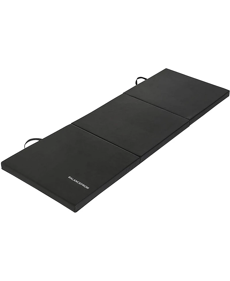 BalanceFrom Fitness GoGym 6x2ft Folding 3 Panel Exercise Mat with Handles, Black