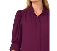 CeCe Women's 3/4-Sleeve Collared Button Down Top