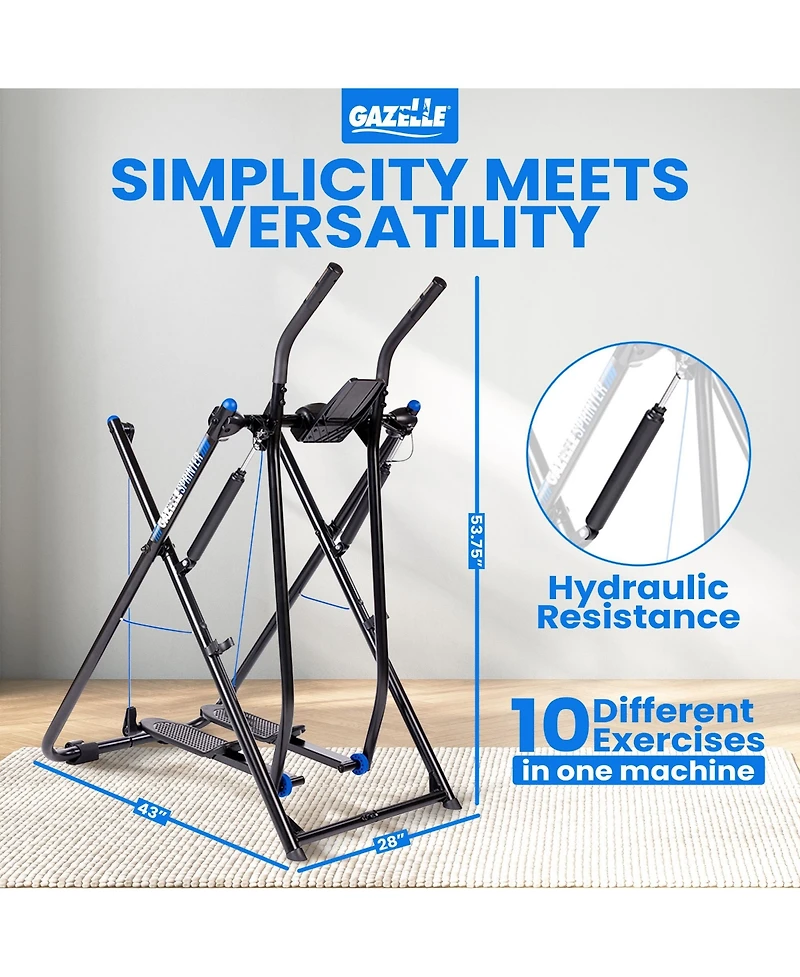 Gazelle Sprinter Low Impact Exercise Machine with Grip Pulse Fitness Tracker
