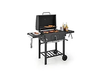 Slickblue Outdoor Bbq Charcoal Grill with 2 Foldable Side Table and Wheels