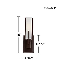 Possini Euro Design Midtown Modern Wall Light Sconce Bronze Hardwire 4 1/2" Fixture Opal White Glass Shade for Bedroom Bathroom Vanity Reading Ho