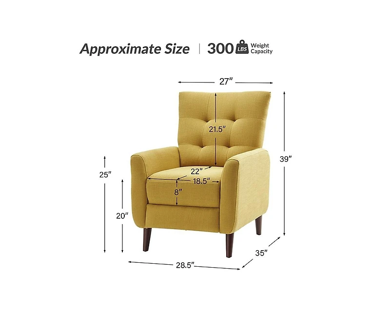 Hulala Home Moreno Modern Manual Recliner with Solid Wooden Legs