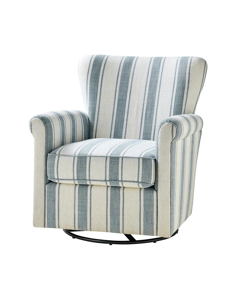 Transitional Swivel Chair with Roll Armrest