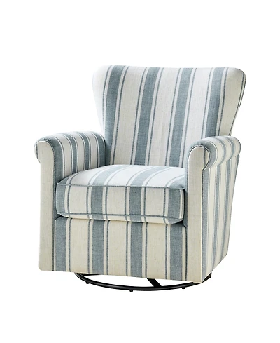 Transitional Swivel Chair with Roll Armrest