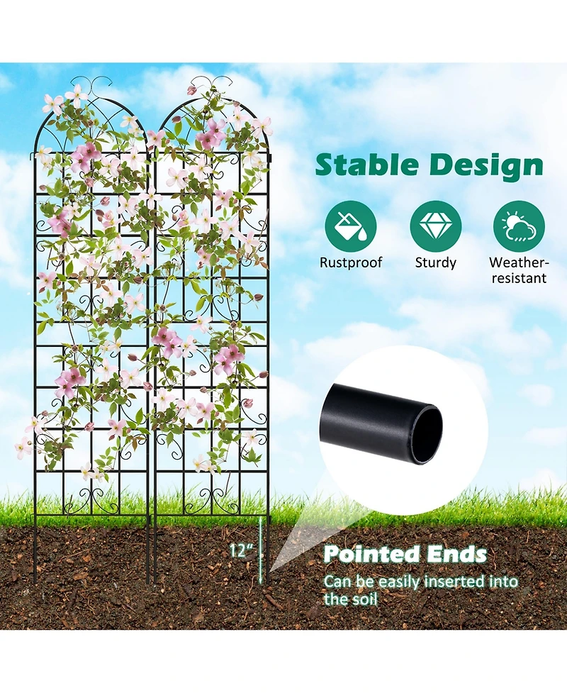 2 Pack 87" x 20" Metal Garden Trellis Decorative Outdoor for Climbing Plants