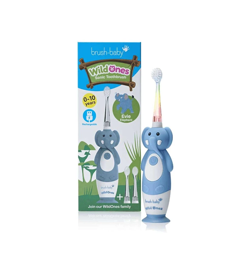 brush-baby WildOnes Elephant Kids Electric Rechargeable Toothbrush | Childrens Electric Toothbrush | Animal Character Toothbrush