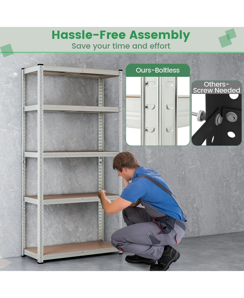 5-Tier Shelving Unit with 2000 Lbs Capacity Heavy-Duty Storage Rack for Home & Garage