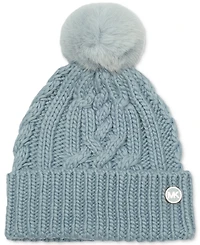 Michael Michael Kors Soft Knit Tangled Aran Cuff Pom Beanie