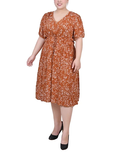 Ny Collection Plus Size Short Sleeve Puff Sleeve Dress