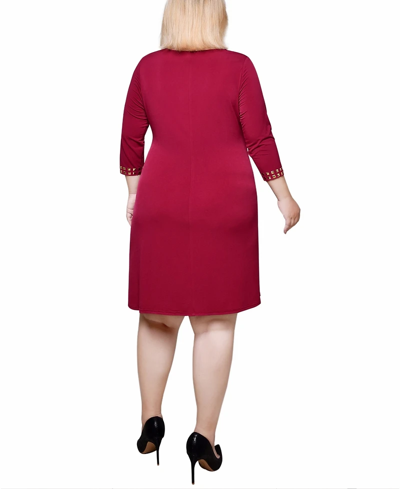 Ny Collection Plus Size 3/4 Sleeve Asymmetrical Dress