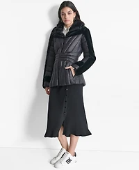Dkny Women's Faux-Fur Spread-Collar Puffer Jacket