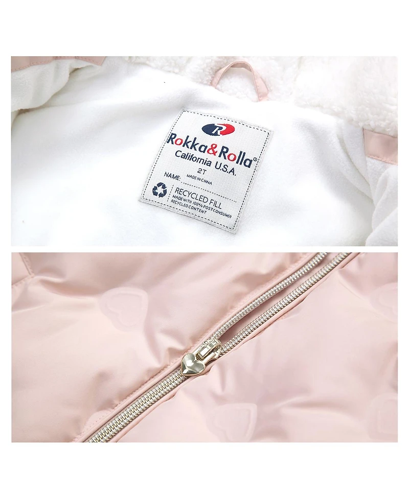 Rokka&Rolla Baby Girls Fleece Lined Heart Puffer Jacket 6-24M