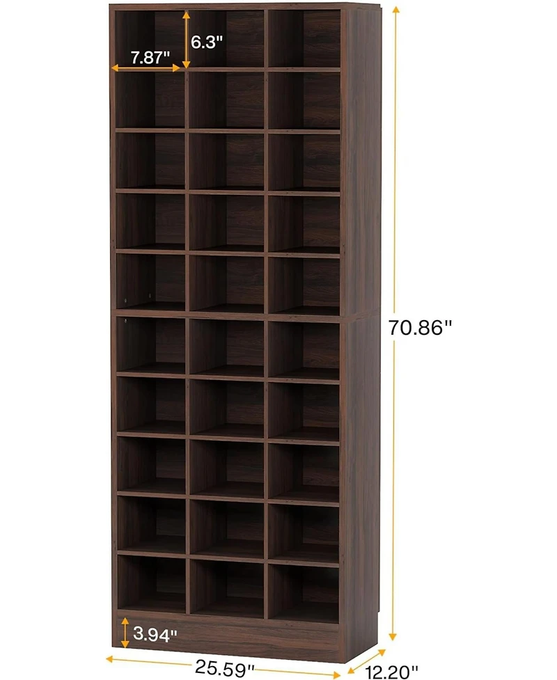 Tribesigns 10-Tier Shoe Storage Cabinet, Gray Wooden Shoe Rack with 30 Cubbies
